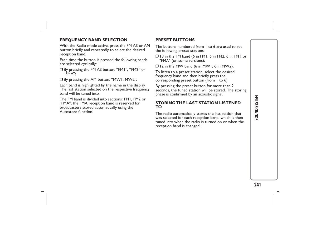 FIAT Panda User Manual | Page 245 / 268