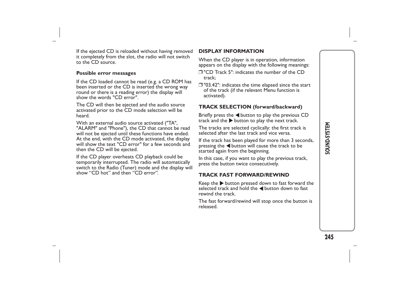 FIAT Panda User Manual | Page 249 / 268