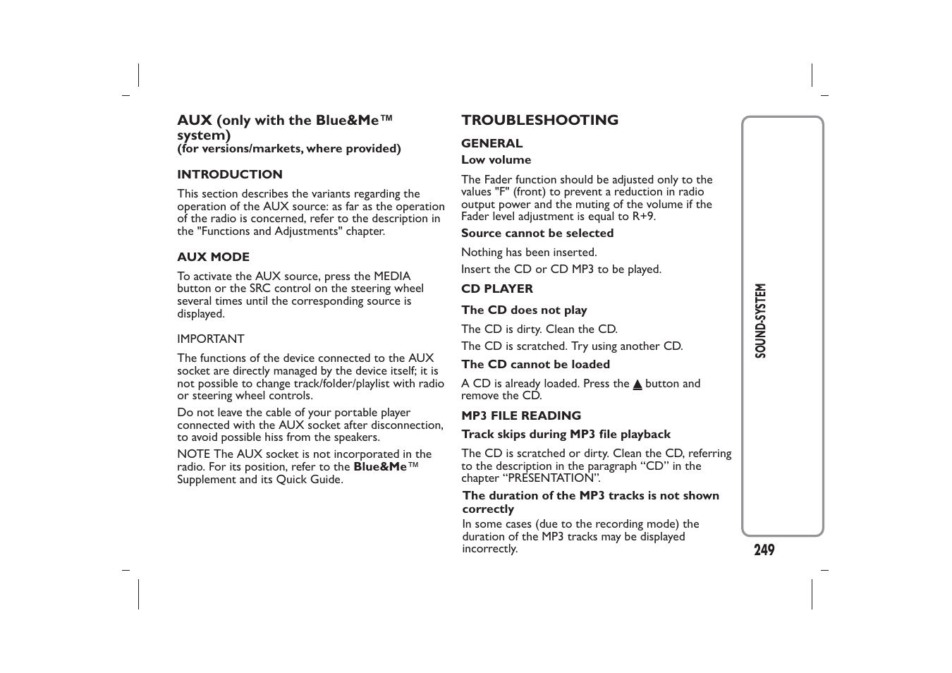 FIAT Panda User Manual | Page 253 / 268