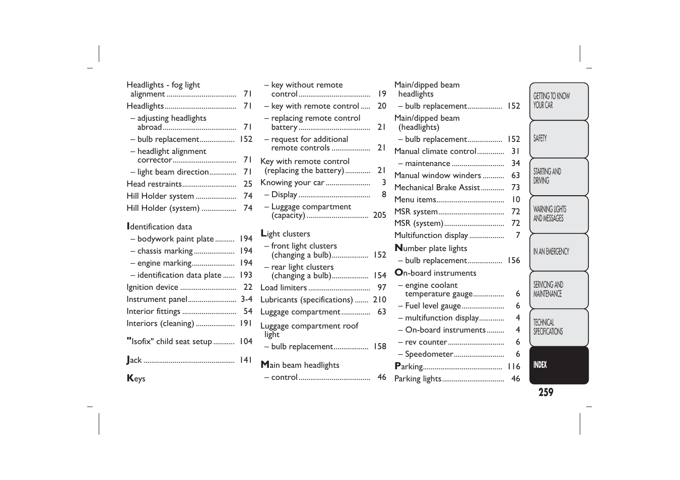 FIAT Panda User Manual | Page 263 / 268