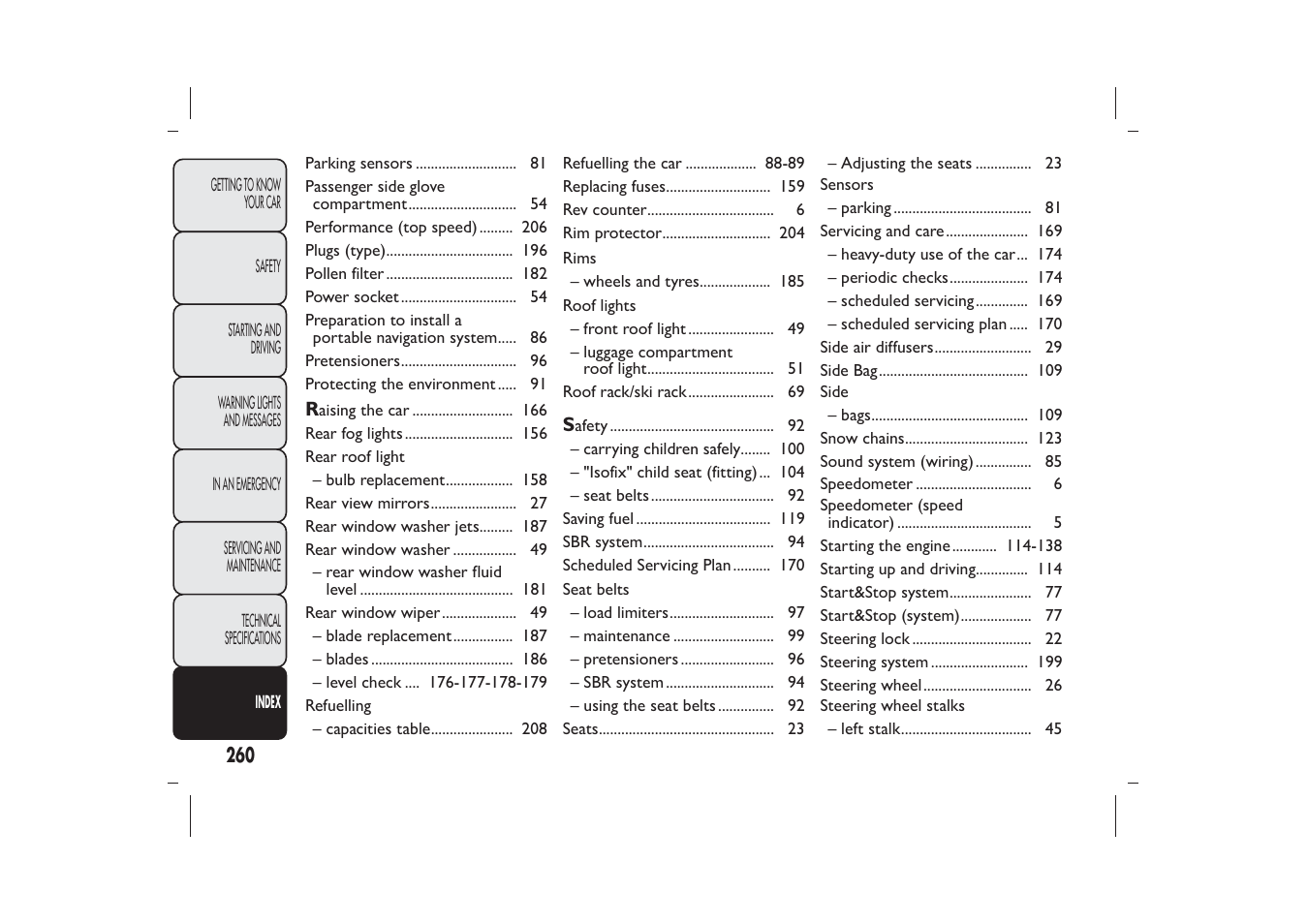 FIAT Panda User Manual | Page 264 / 268