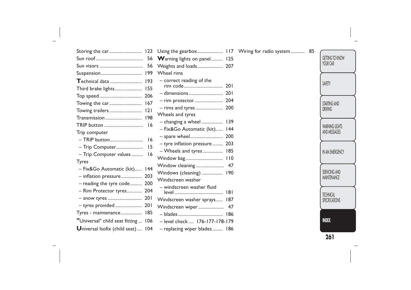 FIAT Panda User Manual | Page 265 / 268