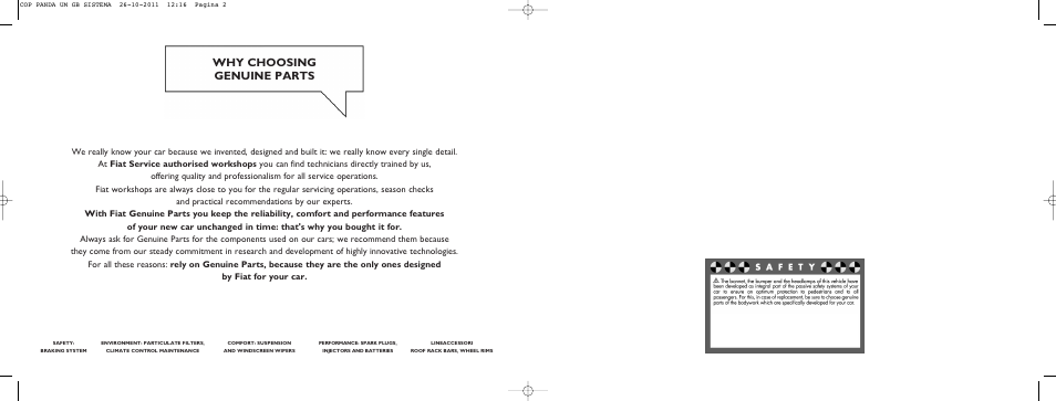 Why choosing genuine parts | FIAT Panda User Manual | Page 267 / 268