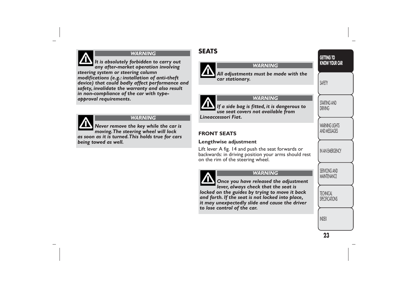 FIAT Panda User Manual | Page 27 / 268