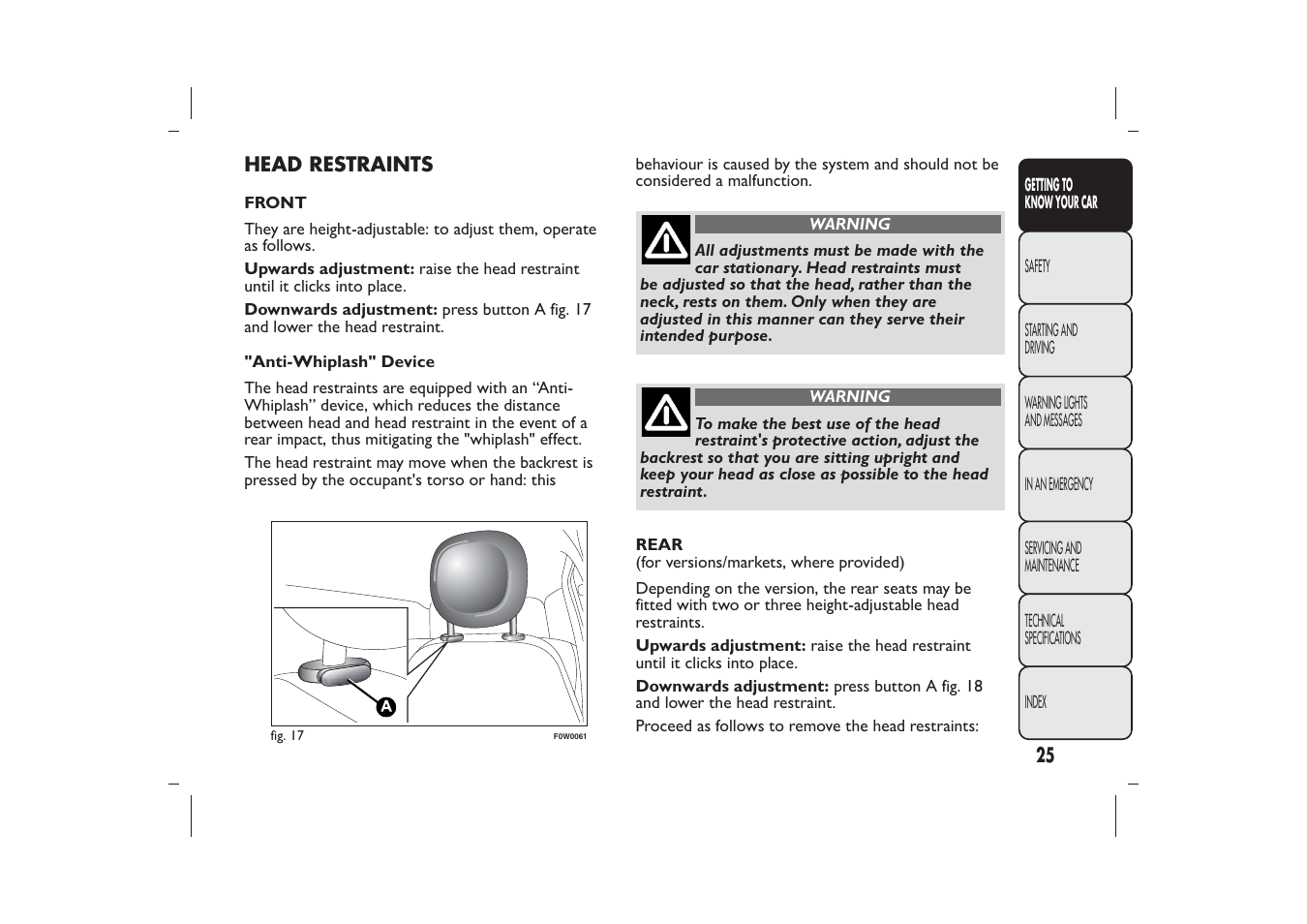 FIAT Panda User Manual | Page 29 / 268