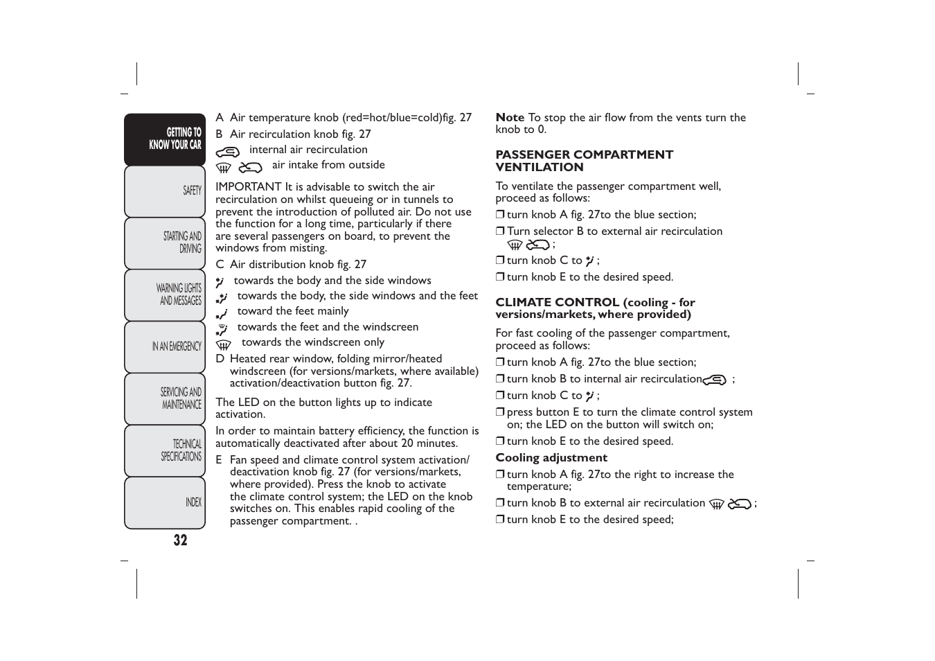 FIAT Panda User Manual | Page 36 / 268