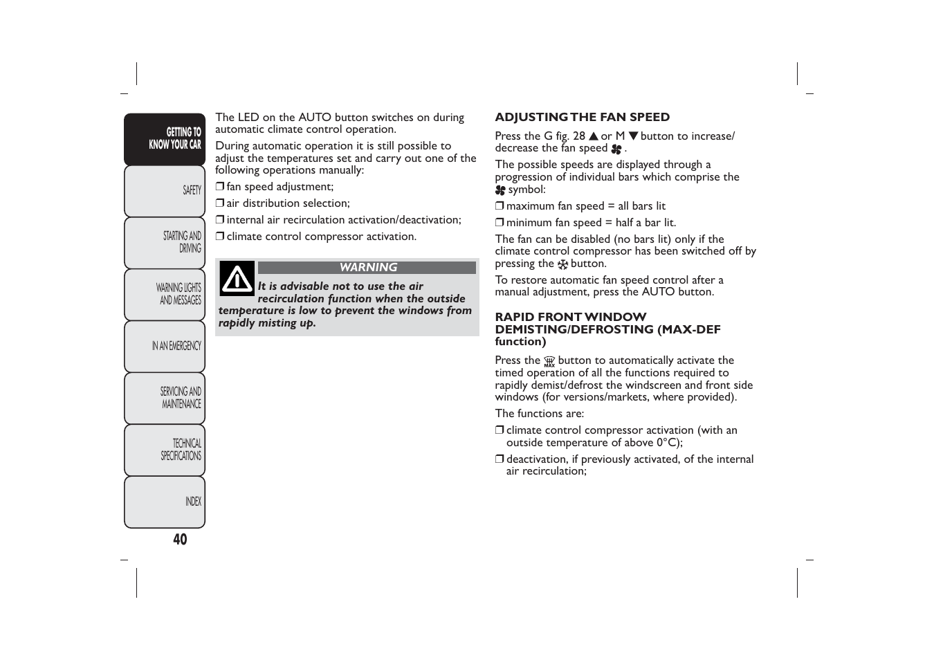 FIAT Panda User Manual | Page 44 / 268