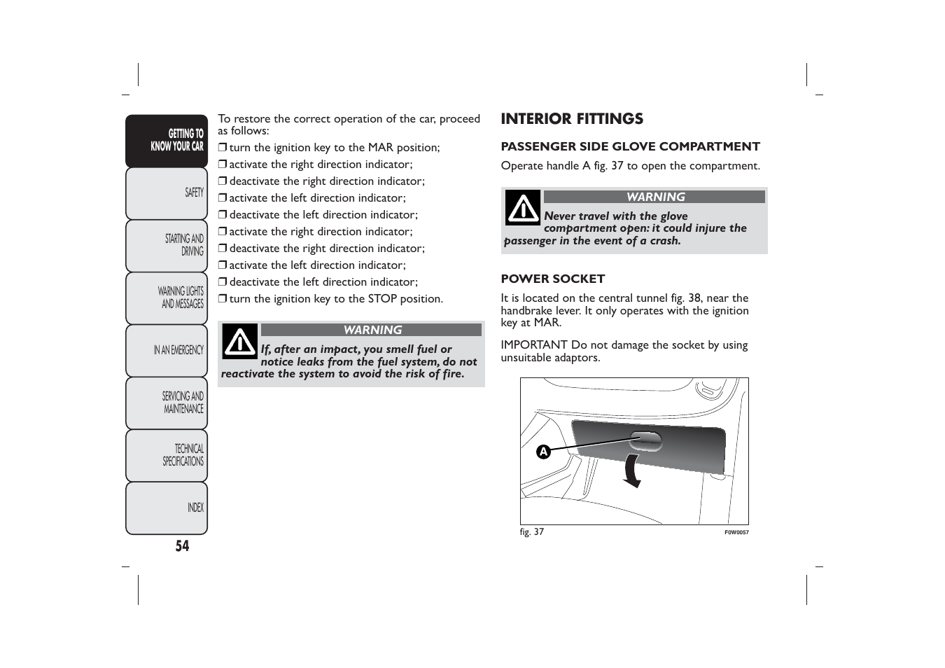 FIAT Panda User Manual | Page 58 / 268