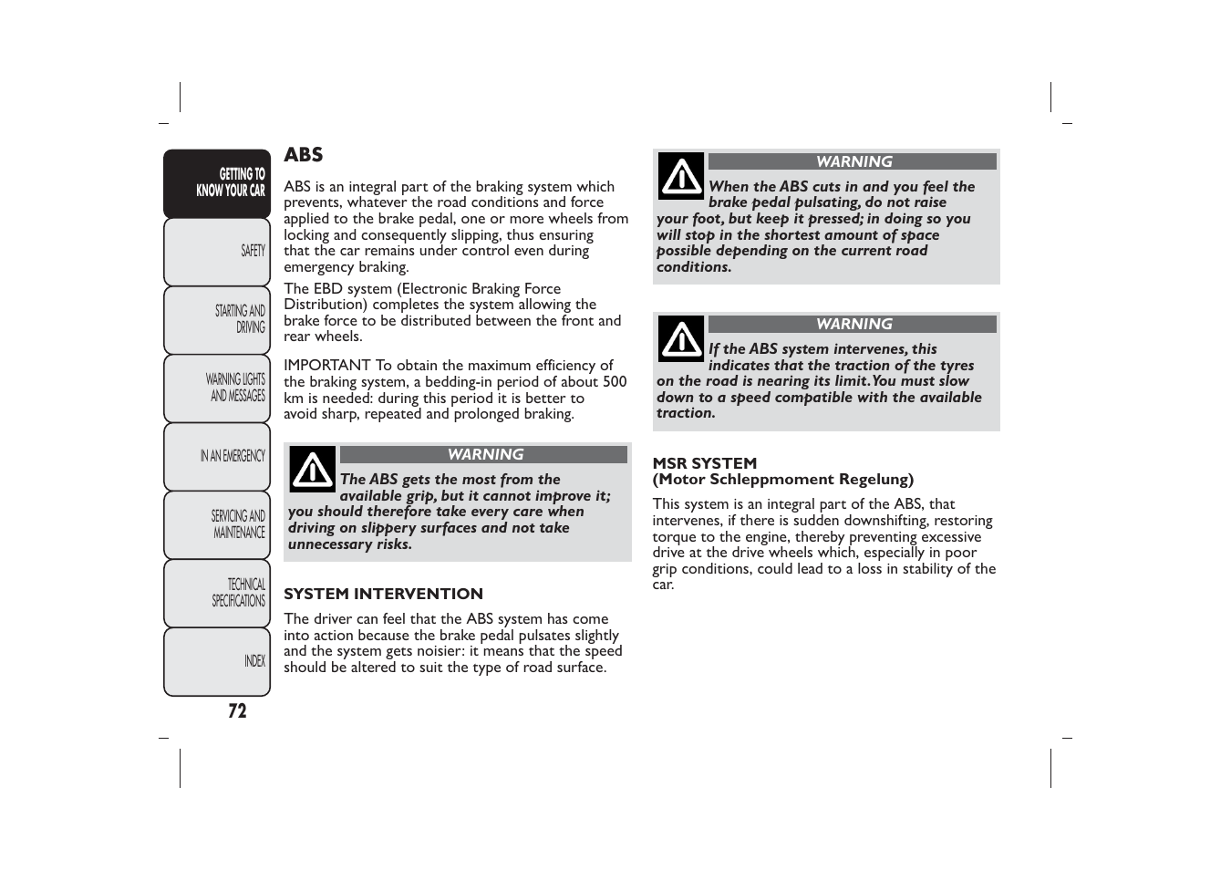 FIAT Panda User Manual | Page 76 / 268