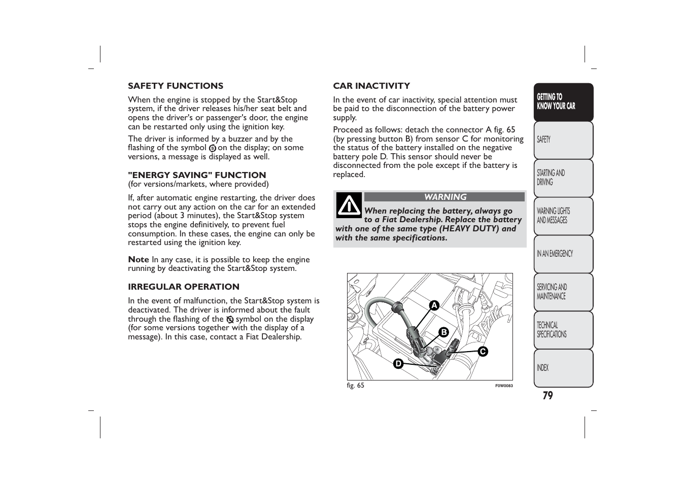 FIAT Panda User Manual | Page 83 / 268