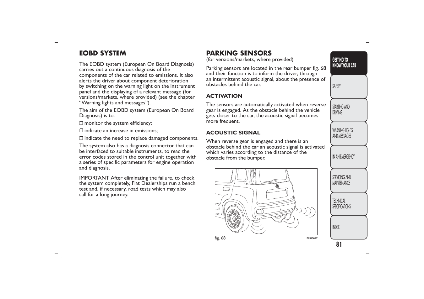 FIAT Panda User Manual | Page 85 / 268