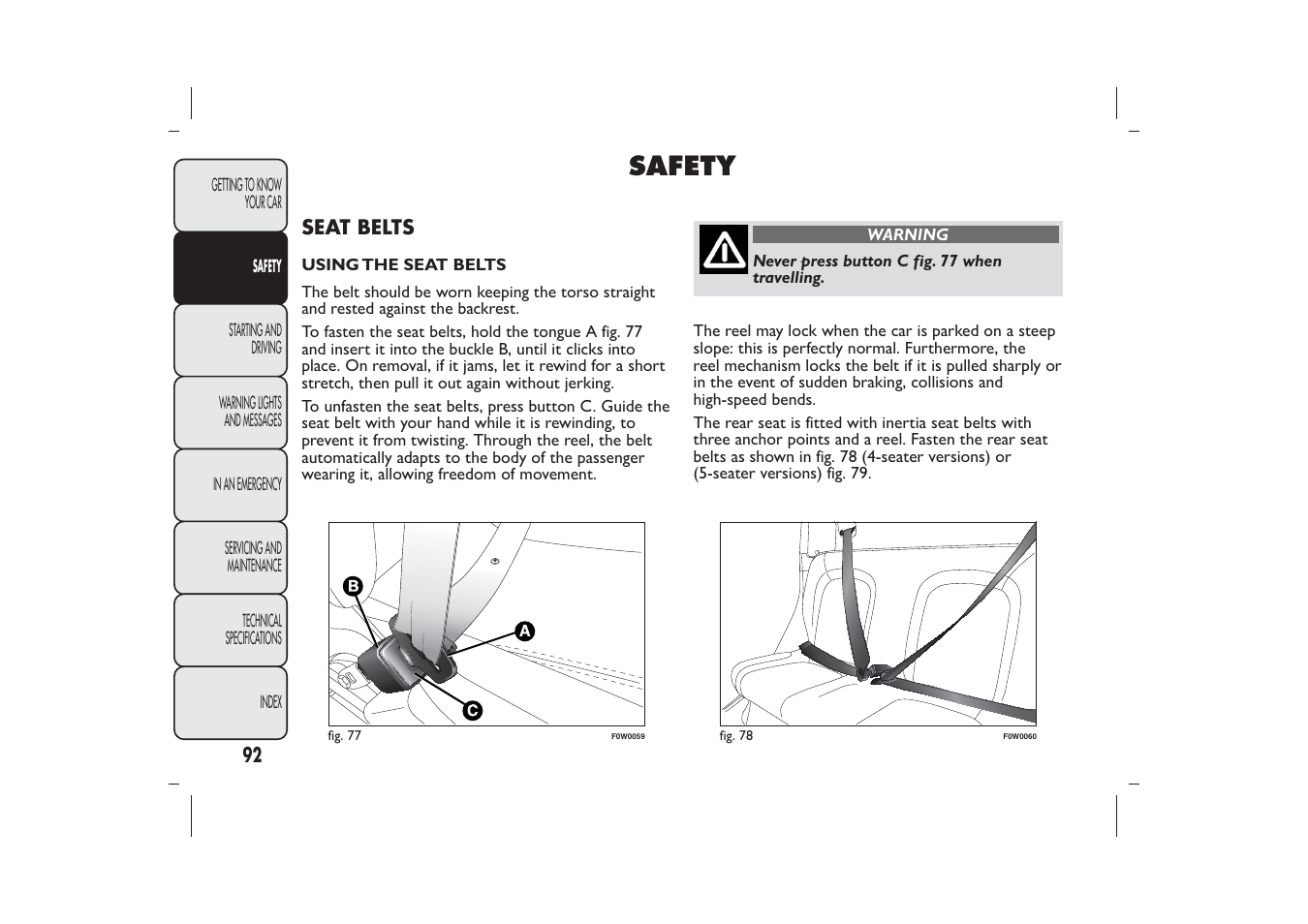 Safety | FIAT Panda User Manual | Page 96 / 268