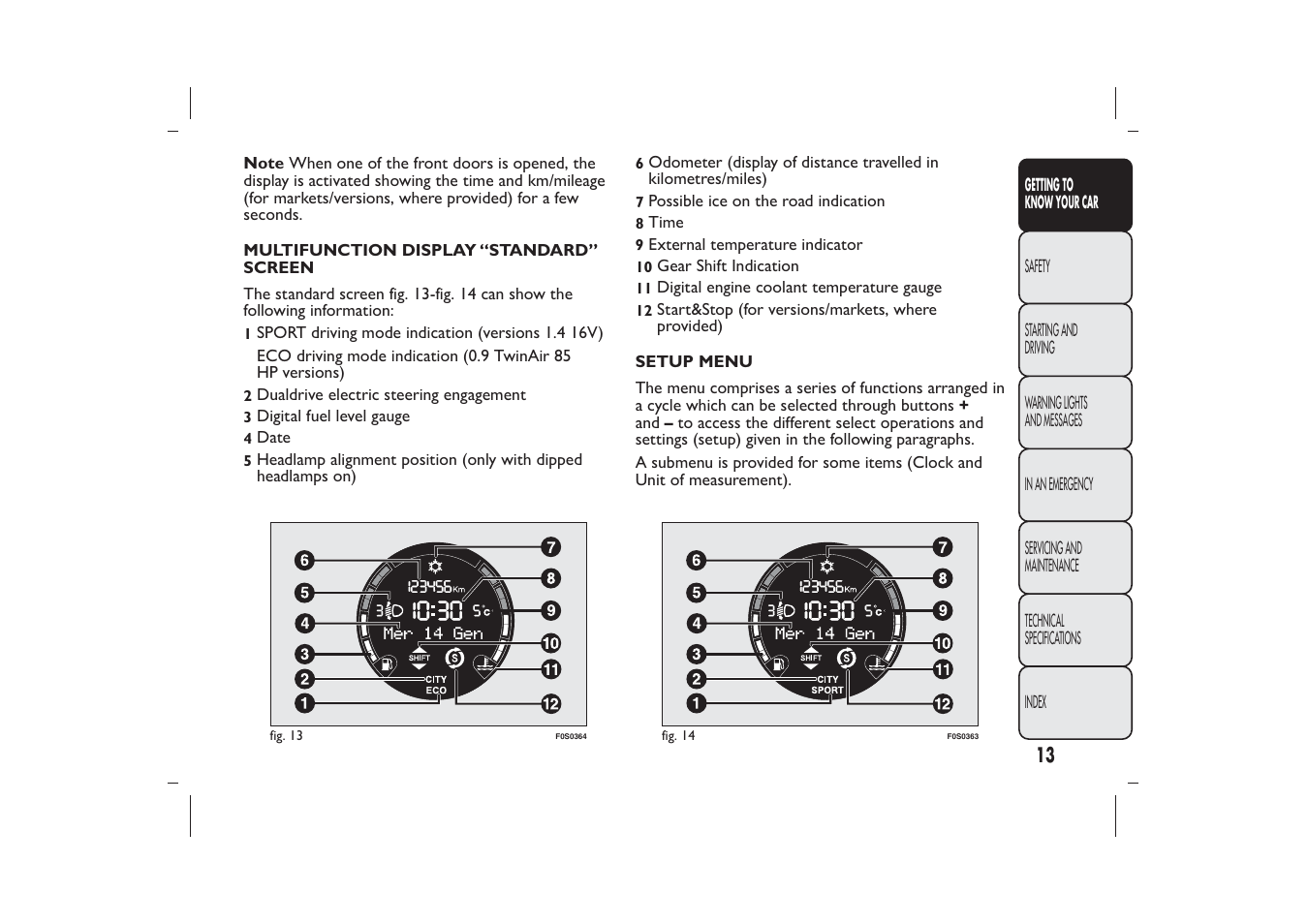 FIAT 500 User Manual | Page 14 / 218