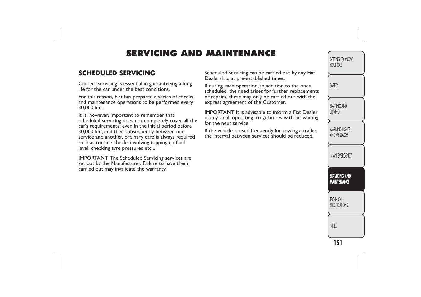 Servicing and maintenance | FIAT 500 User Manual | Page 152 / 218