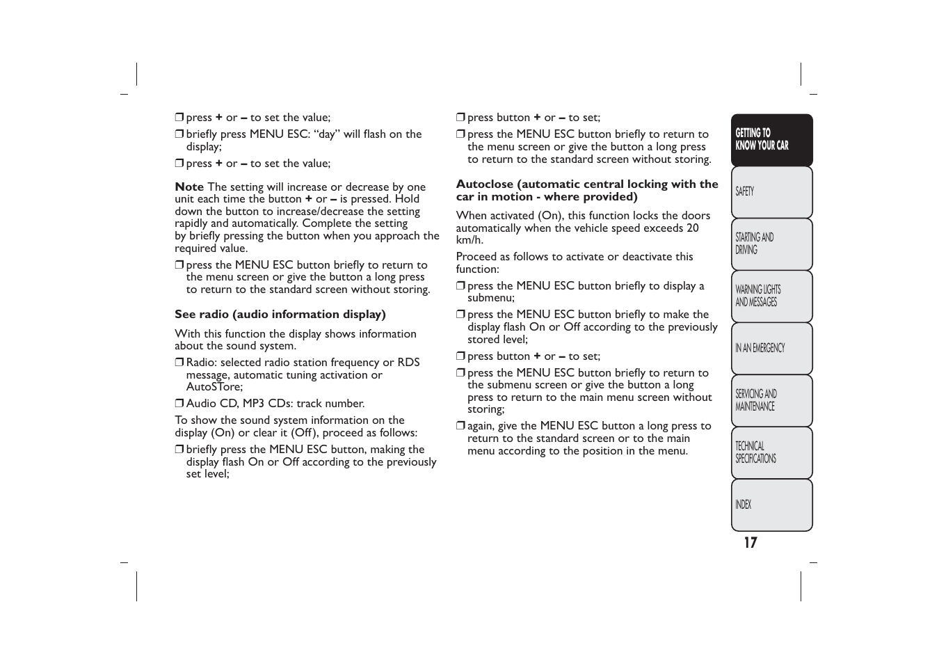 FIAT 500 User Manual | Page 18 / 218