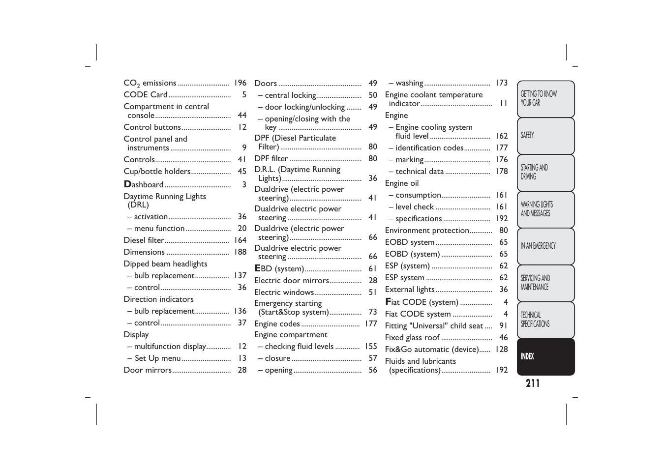 FIAT 500 User Manual | Page 212 / 218