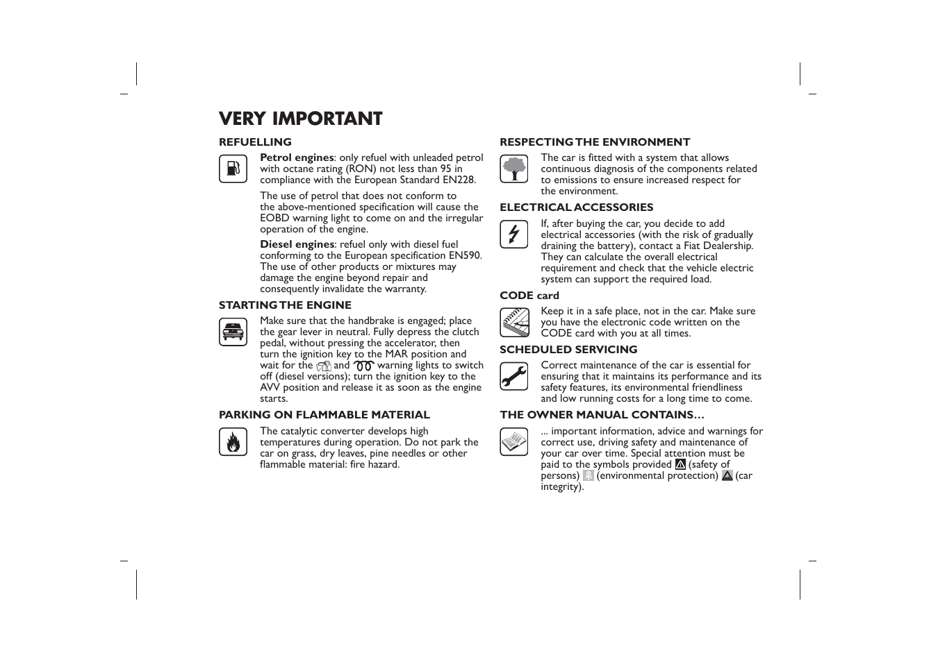 Very important | FIAT 500 User Manual | Page 3 / 218