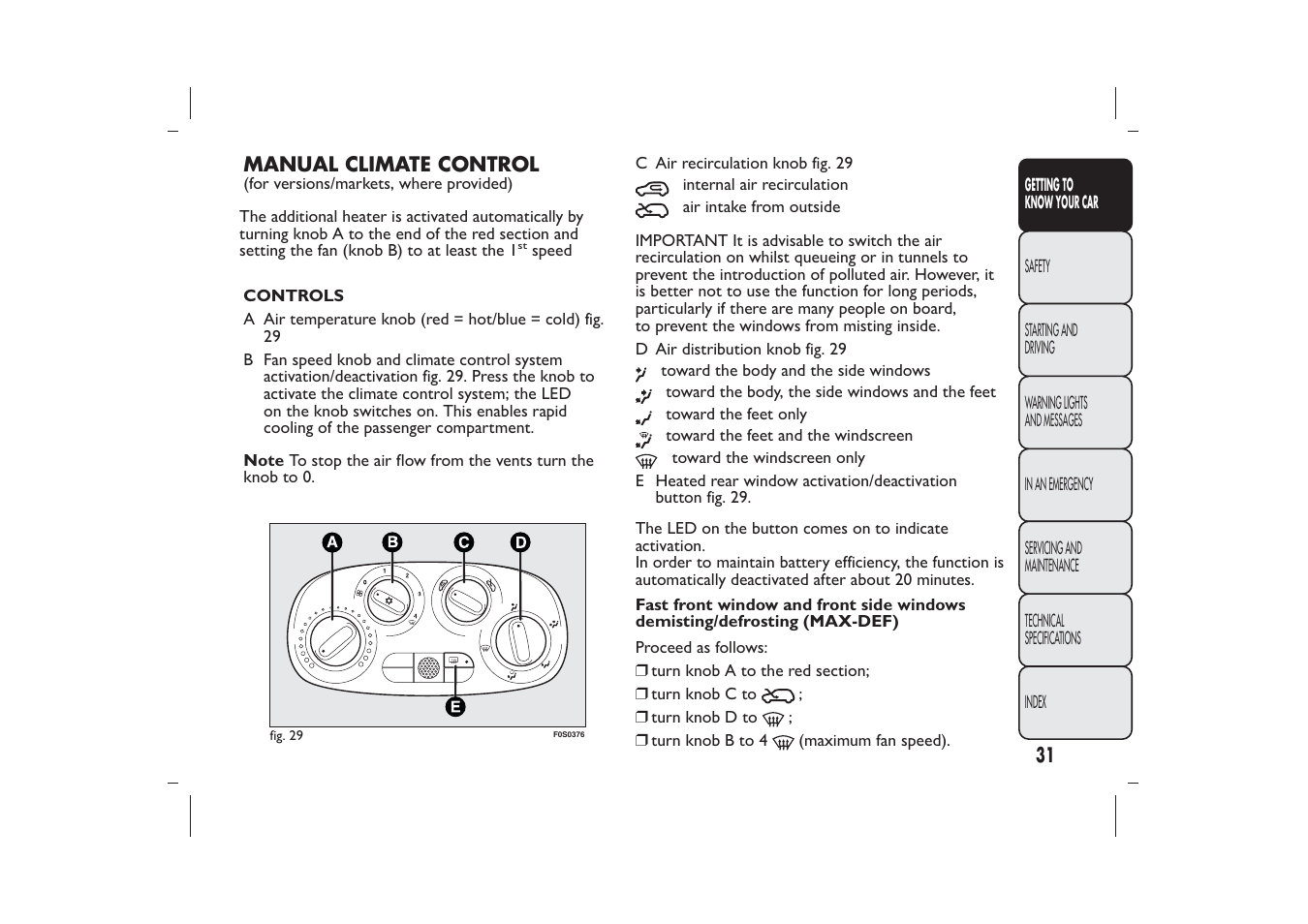 FIAT 500 User Manual | Page 32 / 218