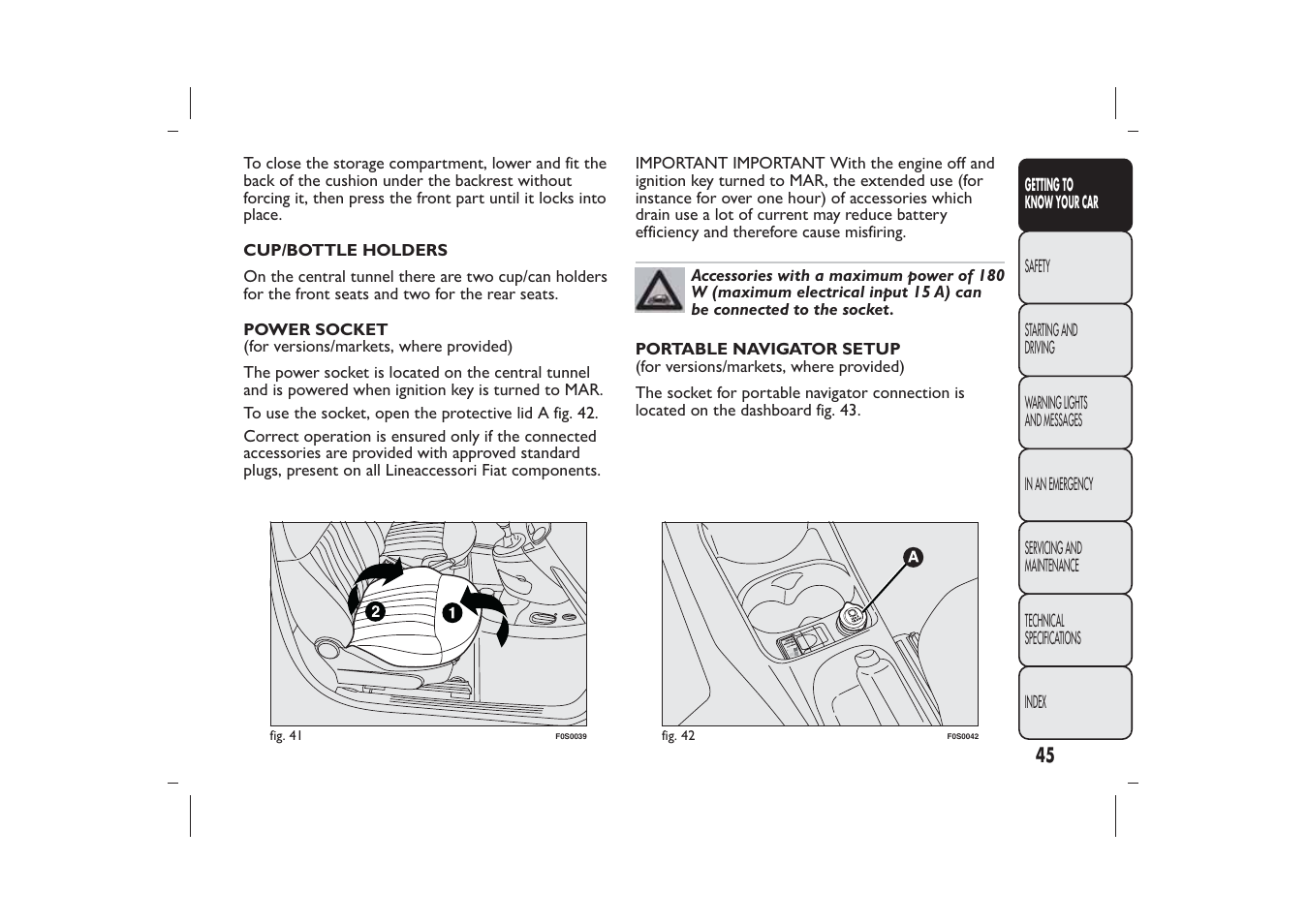 FIAT 500 User Manual | Page 46 / 218