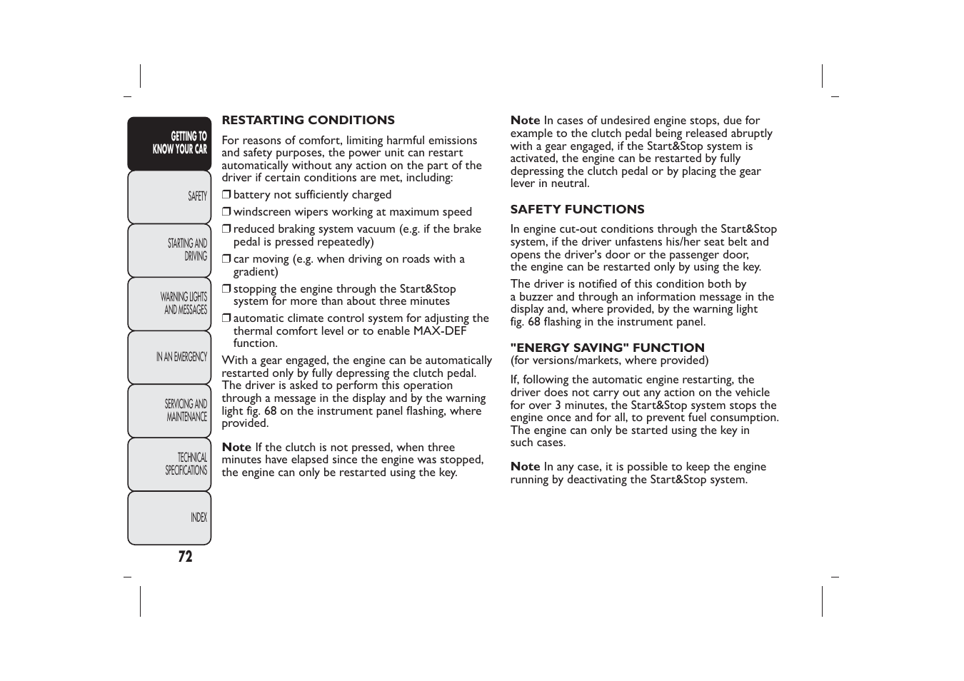 FIAT 500 User Manual | Page 73 / 218