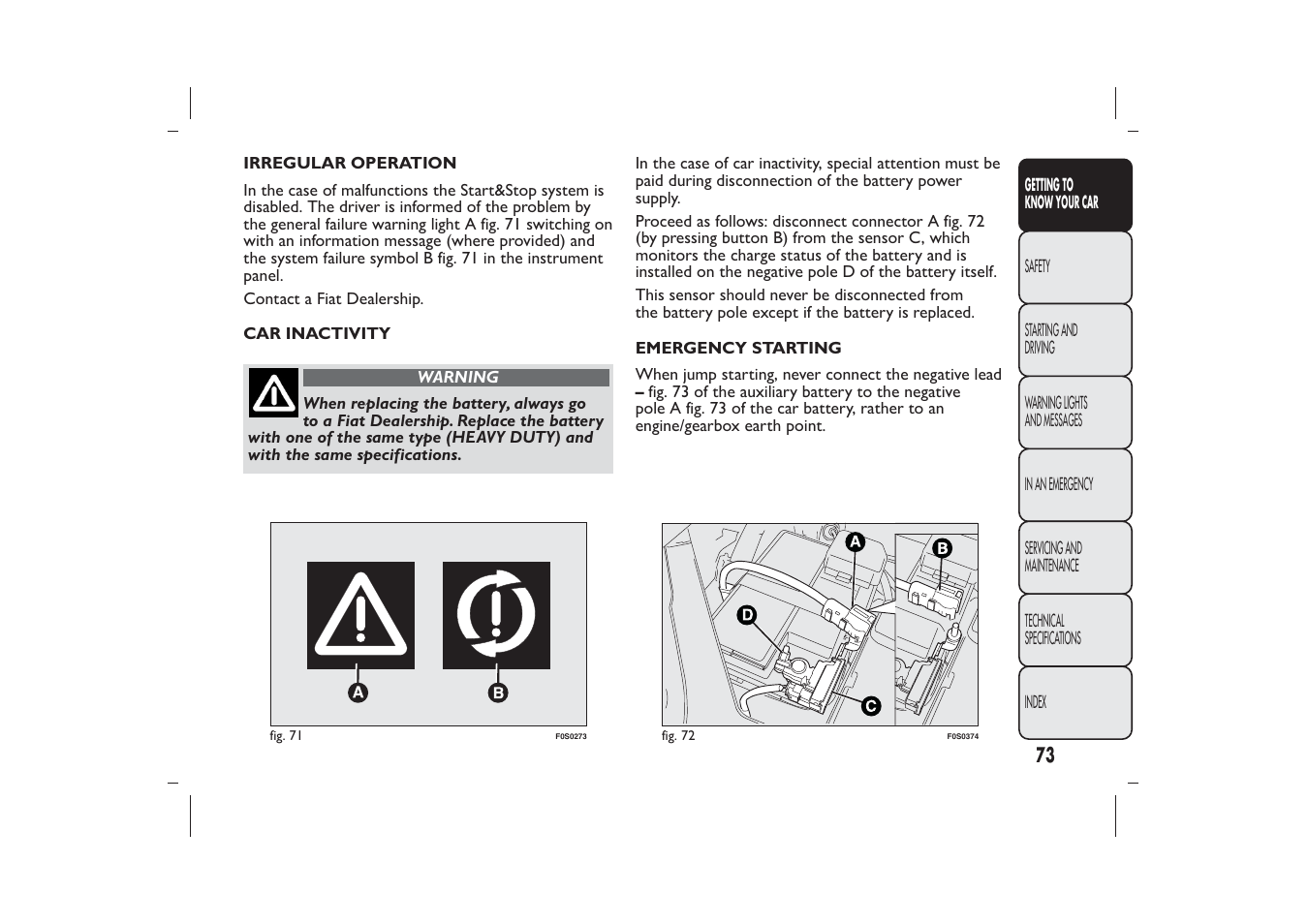 FIAT 500 User Manual | Page 74 / 218