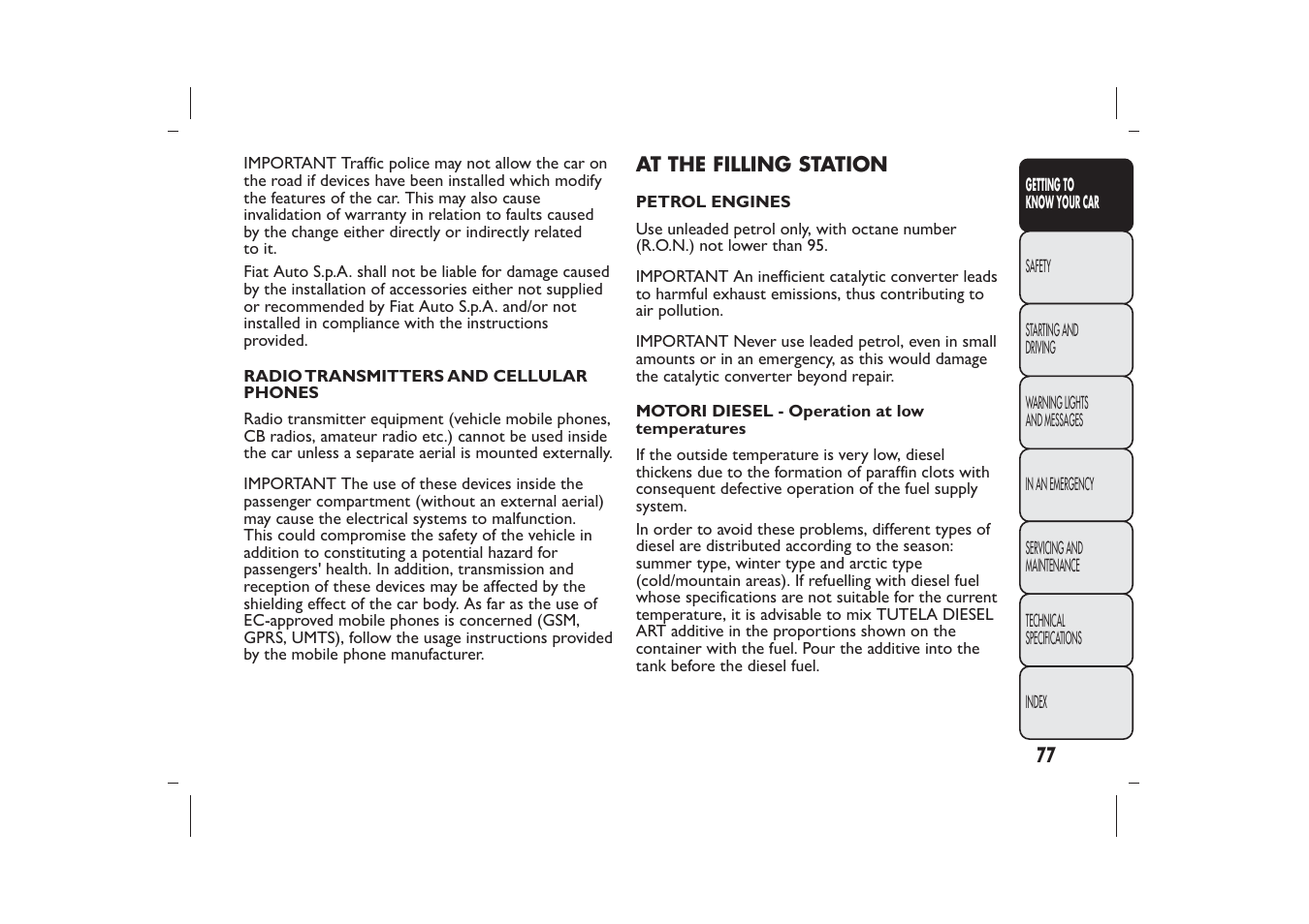 FIAT 500 User Manual | Page 78 / 218
