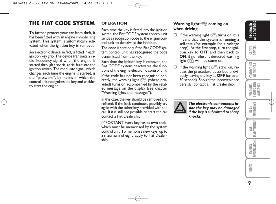 The fiat code system | FIAT Croma User Manual | Page 10 / 258