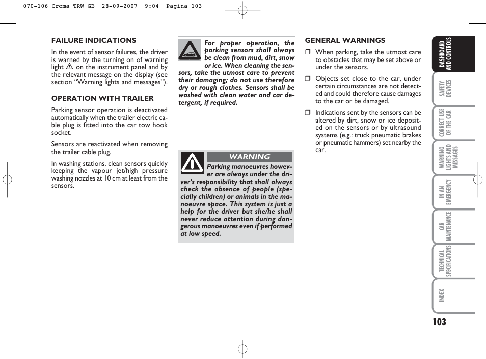 FIAT Croma User Manual | Page 104 / 258