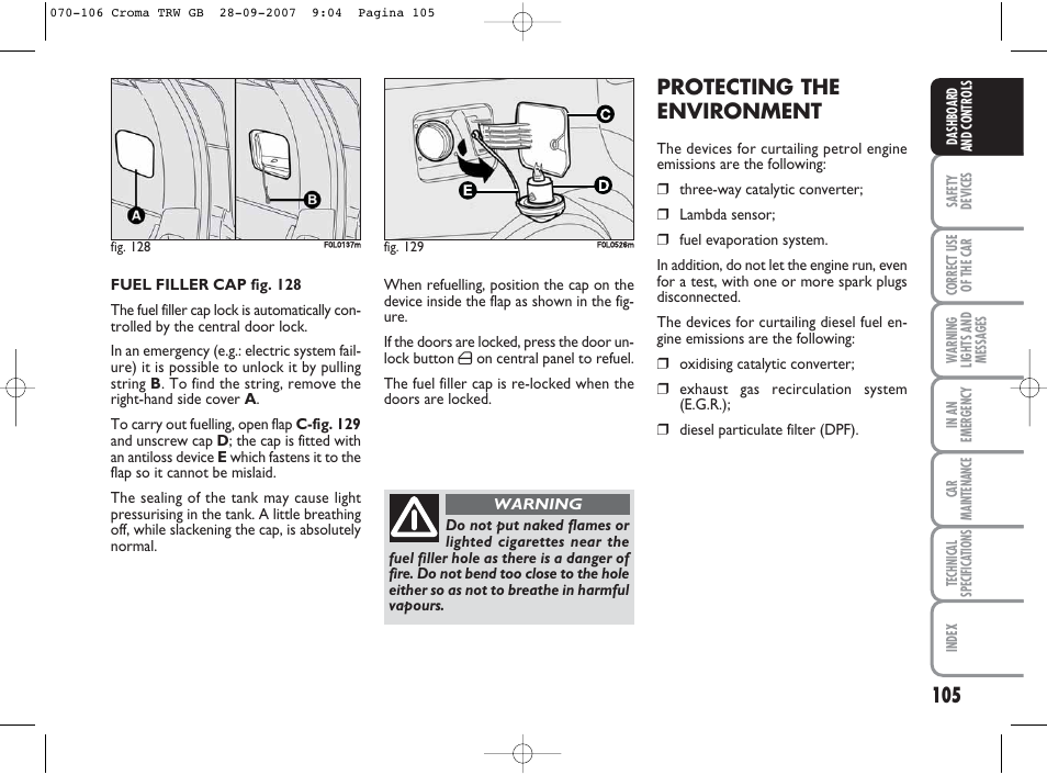 Protecting the environment | FIAT Croma User Manual | Page 106 / 258