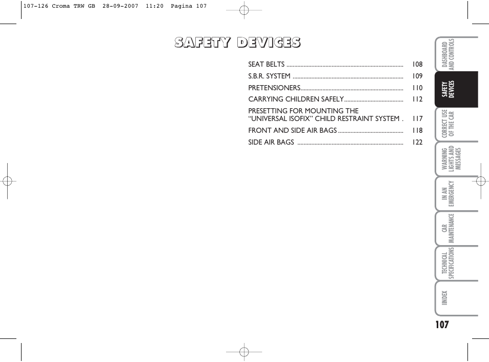 FIAT Croma User Manual | Page 108 / 258