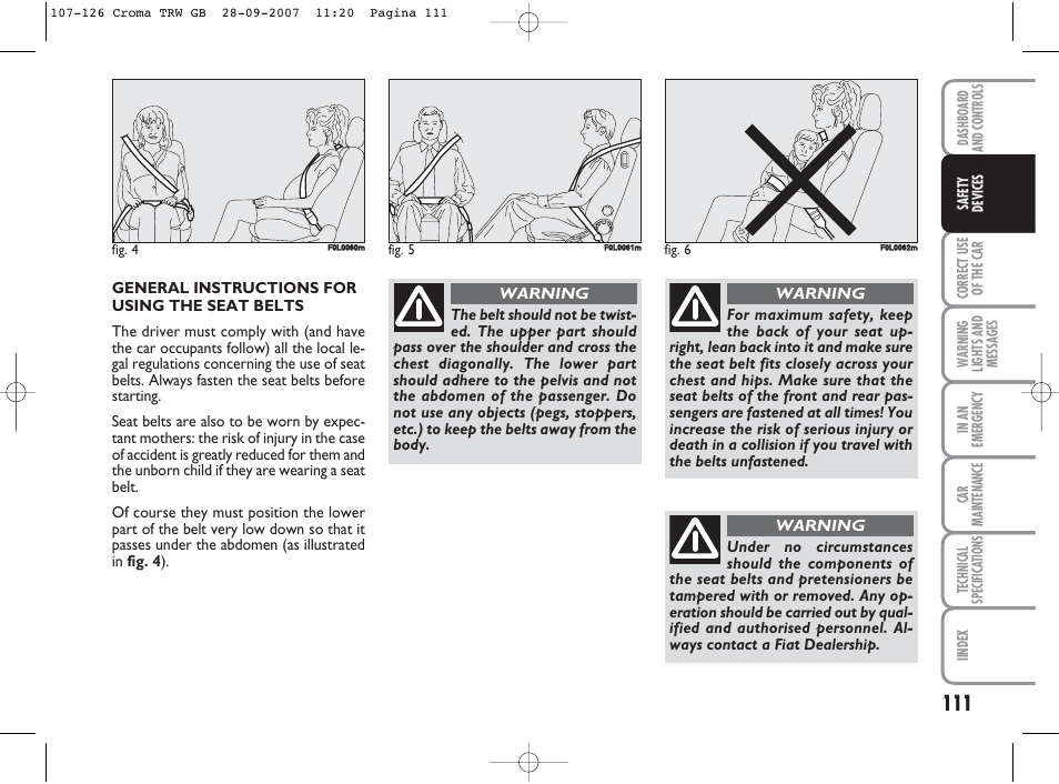 FIAT Croma User Manual | Page 112 / 258