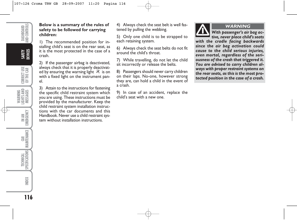 FIAT Croma User Manual | Page 117 / 258