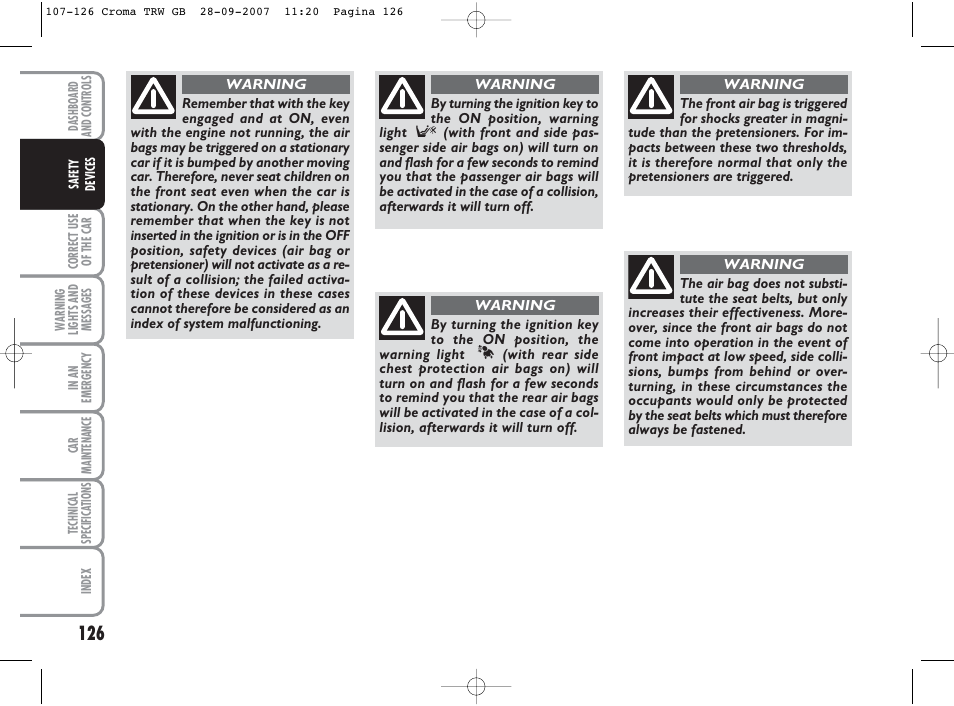 FIAT Croma User Manual | Page 127 / 258