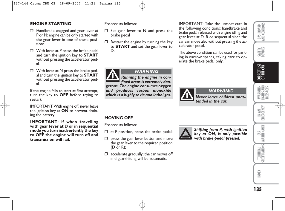 FIAT Croma User Manual | Page 136 / 258