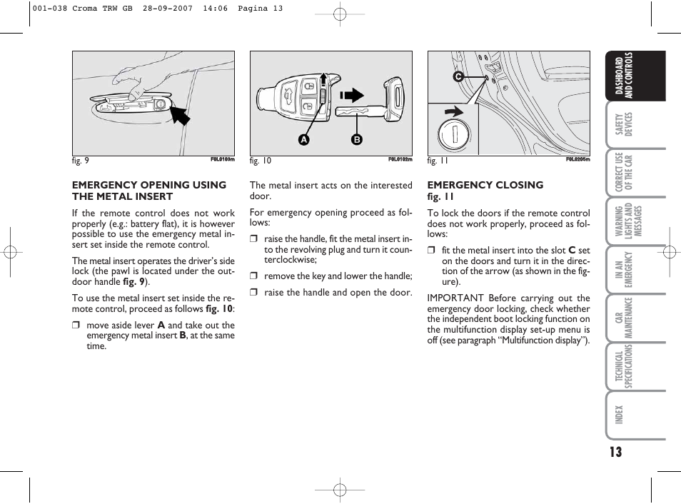 FIAT Croma User Manual | Page 14 / 258