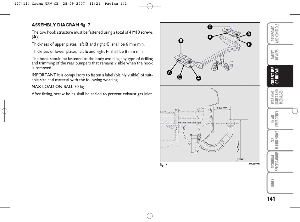 FIAT Croma User Manual | Page 142 / 258