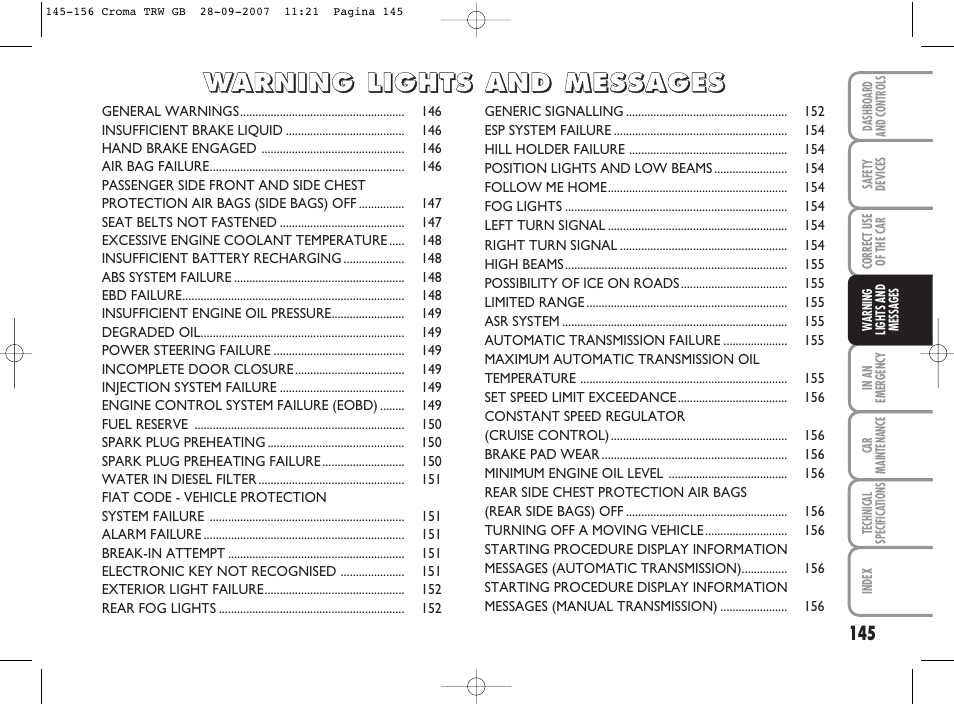 FIAT Croma User Manual | Page 146 / 258