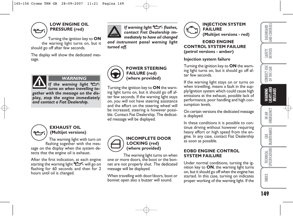 FIAT Croma User Manual | Page 150 / 258