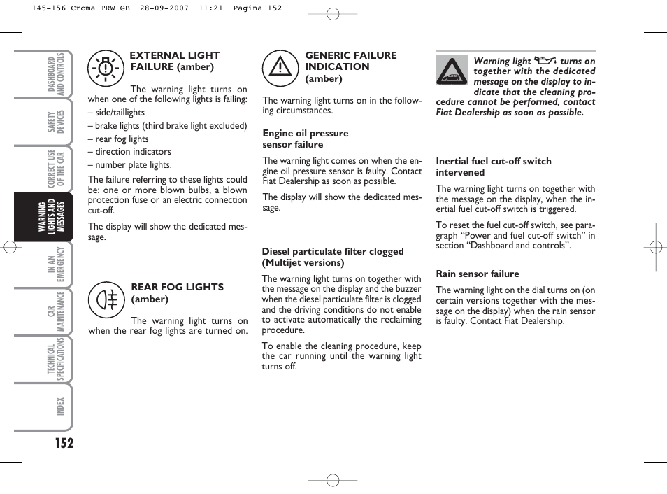 FIAT Croma User Manual | Page 153 / 258