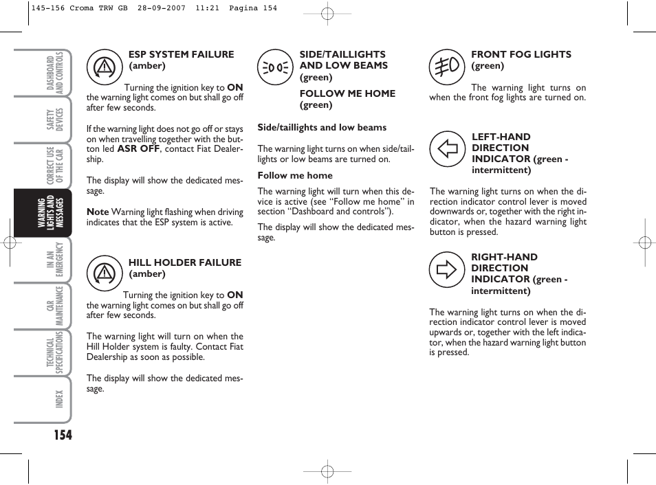 FIAT Croma User Manual | Page 155 / 258