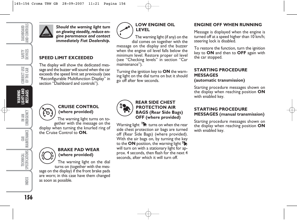 FIAT Croma User Manual | Page 157 / 258