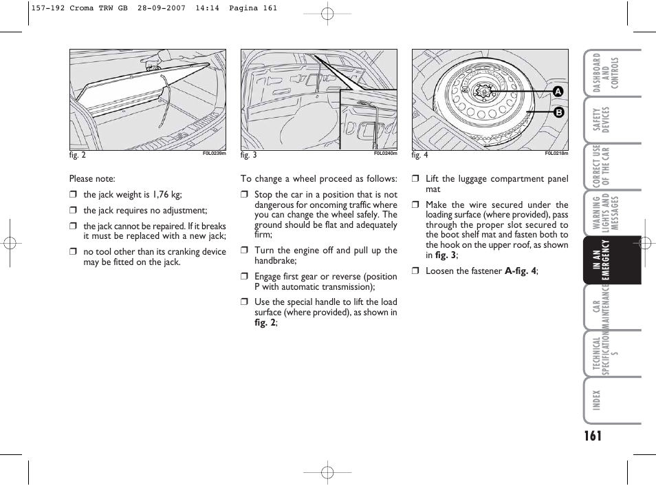 FIAT Croma User Manual | Page 162 / 258