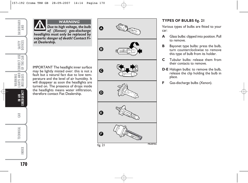 FIAT Croma User Manual | Page 171 / 258