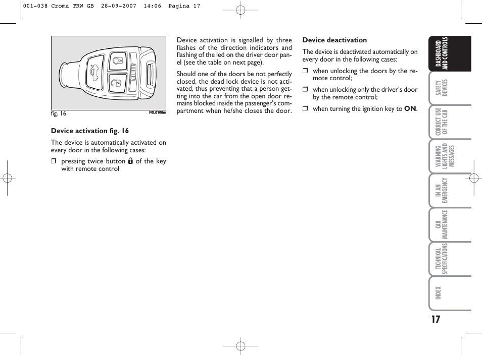 FIAT Croma User Manual | Page 18 / 258