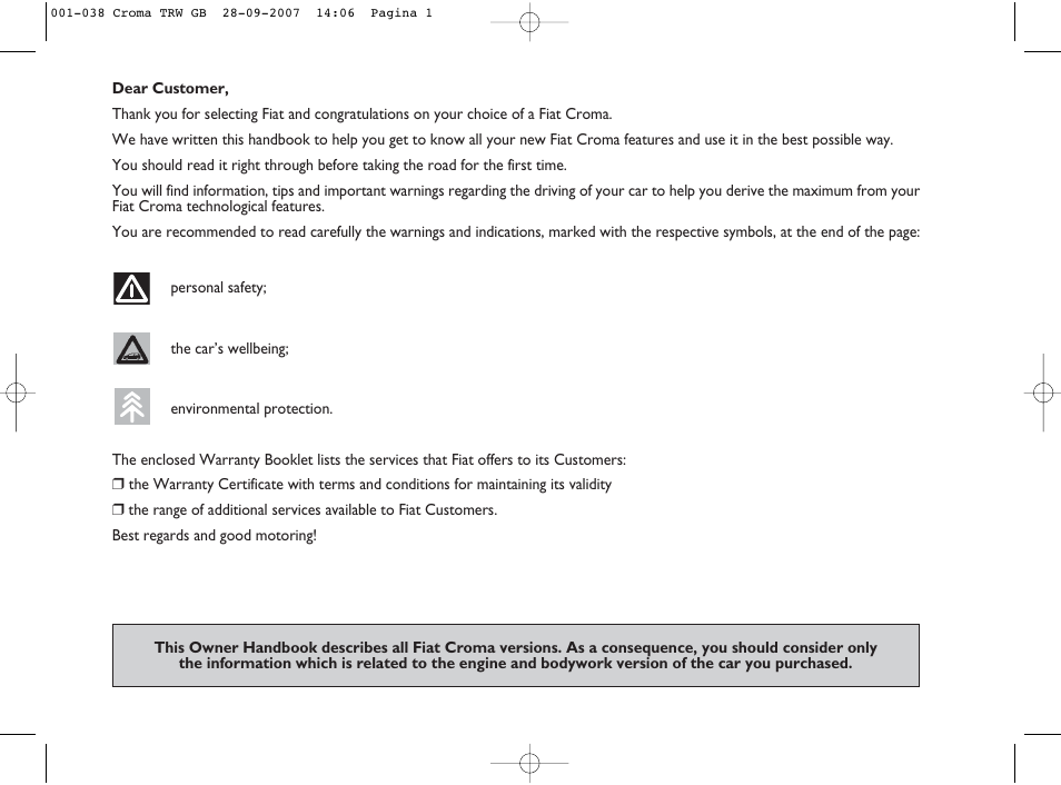 FIAT Croma User Manual | Page 2 / 258