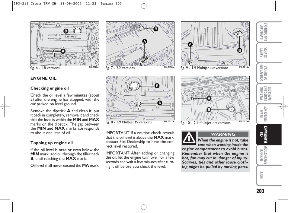 FIAT Croma User Manual | Page 204 / 258