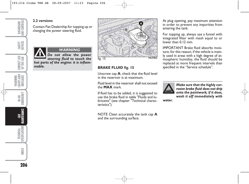 FIAT Croma User Manual | Page 207 / 258