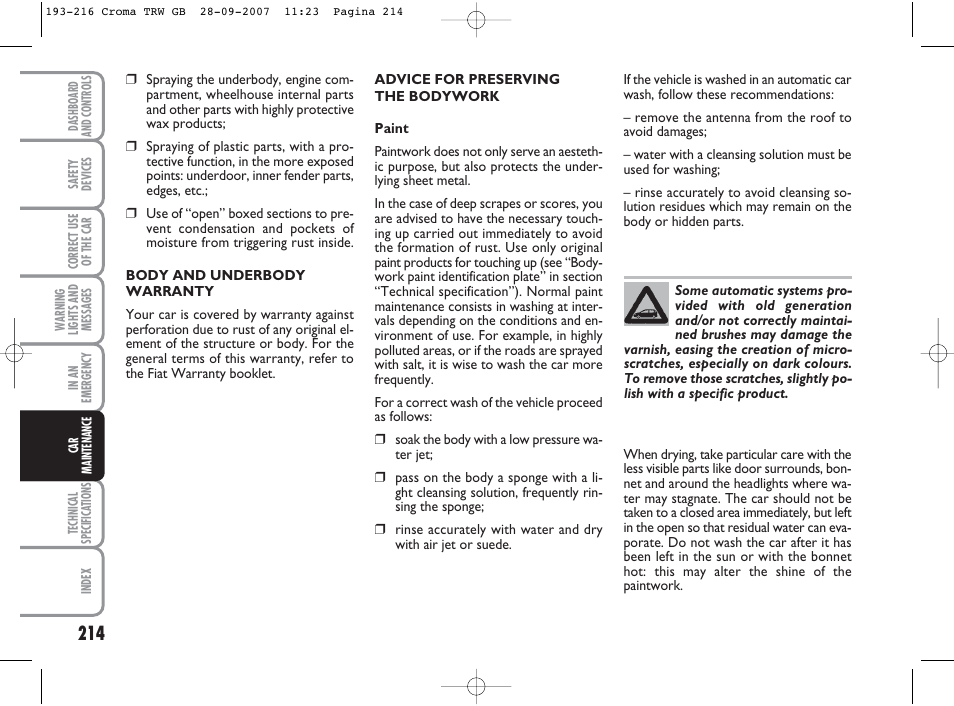 FIAT Croma User Manual | Page 215 / 258