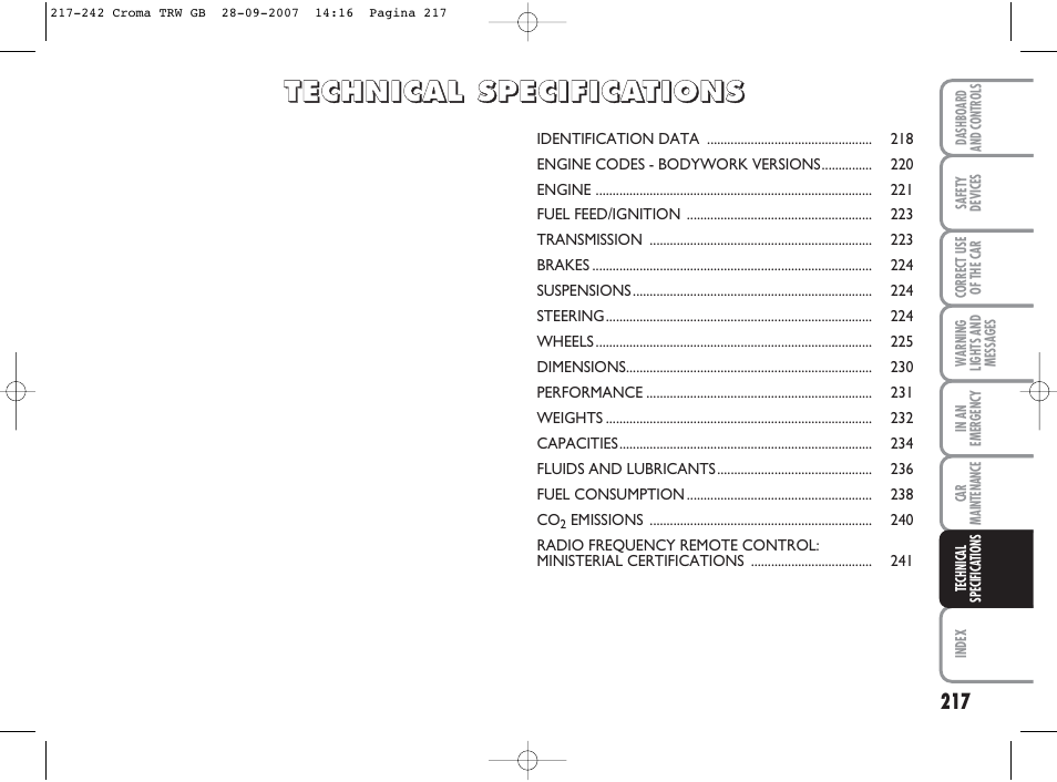 FIAT Croma User Manual | Page 218 / 258