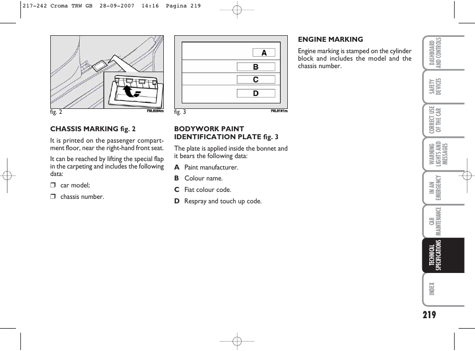 FIAT Croma User Manual | Page 220 / 258